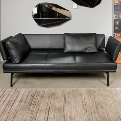 Walter Knoll 2-Sitzer-Sofas|Sofa Living Platform Leder Classic Black Schwarz Gestell Matt Pulverbeschichtet Schwarz