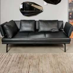 Walter Knoll 2-Sitzer-Sofas|Sofa Living Platform Leder Classic Black Schwarz Gestell Matt Pulverbeschichtet Schwarz