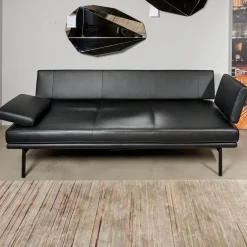 Walter Knoll 2-Sitzer-Sofas|Sofa Living Platform Leder Classic Black Schwarz Gestell Matt Pulverbeschichtet Schwarz