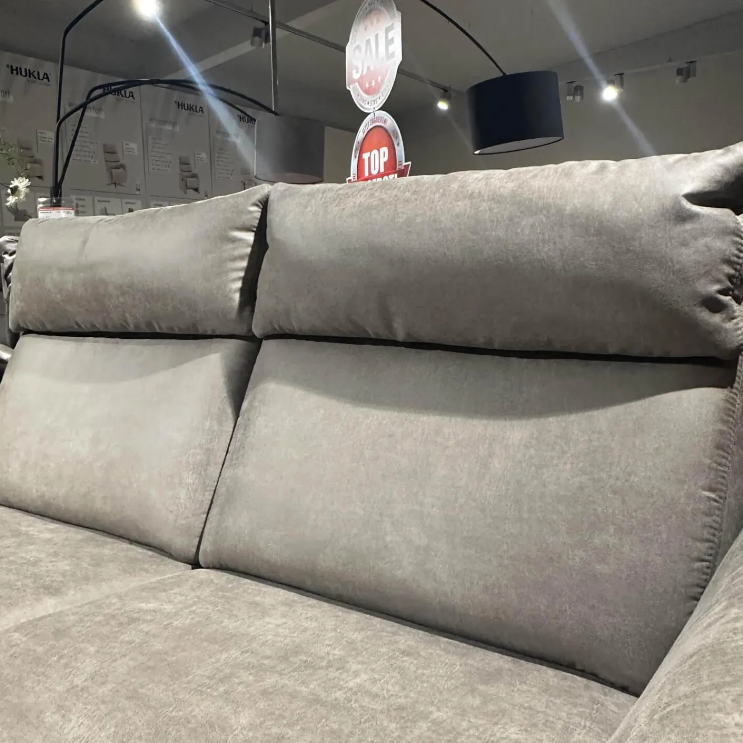 Polsteria 2-Sitzer-Sofas|Sofa Lodi Bezug Stoff Gringo Taupe Grau Metalleckfuß Schwarz Matt