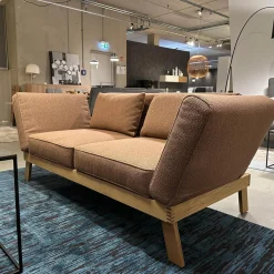 Brühl 2-Sitzer-Sofas|Sofa Lofoten Lounge Stoff 5275 51 Orange Braun Gestell Eiche Hell Geölt