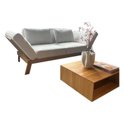 Brühl 2-Sitzer-Sofas|Sofa Lofoten Pure Stoff 5277 42 Beige Untergestell Eiche Natur Mit Klappbaren Armlehnen