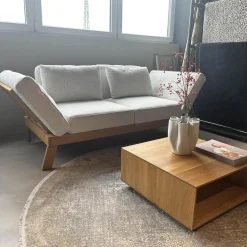 Brühl 2-Sitzer-Sofas|Sofa Lofoten Pure Stoff 5277 42 Beige Untergestell Eiche Natur Mit Klappbaren Armlehnen