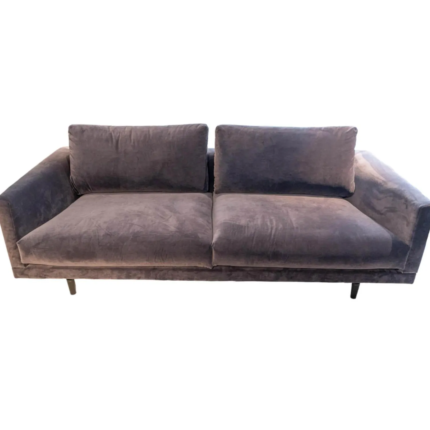 Bielefelder Werkstätten 2-Sitzer-Sofas|Sofa Long Island Bezug Stoff City Velvet Reloaded CA7832 095 Grau Metallfuß Schwarz Mit Rückenkissen