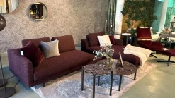 Bielefelder Werkstätten Ecksofas|Sofa Long Island Stoff Cooper BW 1779 111 Rot Fuß Eiche Wengefarbig Gebeizt Schwarz Inklusive Tisch Terrazzo Levanto Und Kissen