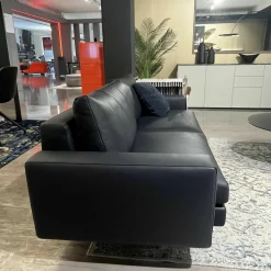 Weibelweibel 2-Sitzer-Sofas|Sofa Luis Leder Rancho Saphir Schwarz Flachstahlfuß Chromfarben Inklusive 2 Rückenkissen Ohne Dekokissen