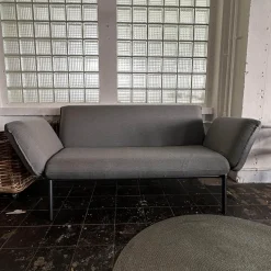 Fischer Möbel 2-Sitzer-Sofas|Sofa Luna Lounge Dining Outdoor Bezug Stoff Sunbrella Charcoal Chine Grau Gestell Edelstahl Anthrazit Strukturlack