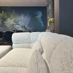 Brühl 2-Sitzer-Sofas|Sofa Magnolia Stoff 6450 49 Grau Metall Schwarz Pulverbeschichtet Inklusive Hockerbank