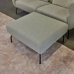 Brühl 2-Sitzer-Sofas|Sofa Magnolia Stoff 52 Weiß Schwarz Metallfuß Schwarz Inklusive Hocker