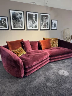 Bretz 3-Sitzer-Sofas|Sofa Manyara Stoff Boa Bordeaux Rot mit 5 Kissen