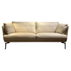 Intertime 2-Sitzer-Sofas|Sofa Mara Leder Santana Greige Beige Grau Füße Grau Pulverbeschichtet