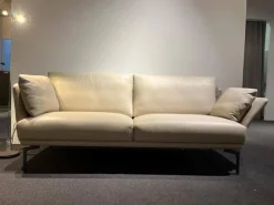 Intertime 2-Sitzer-Sofas|Sofa Mara Leder Santana Greige Beige Grau Füße Grau Pulverbeschichtet