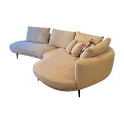 Walter Knoll Wohnlandschaften|Sofa Maru Stoff Namib 7920 Moon Beige Gestell Matt Schwarz Pulverbeschichtet Inklusive Kissen