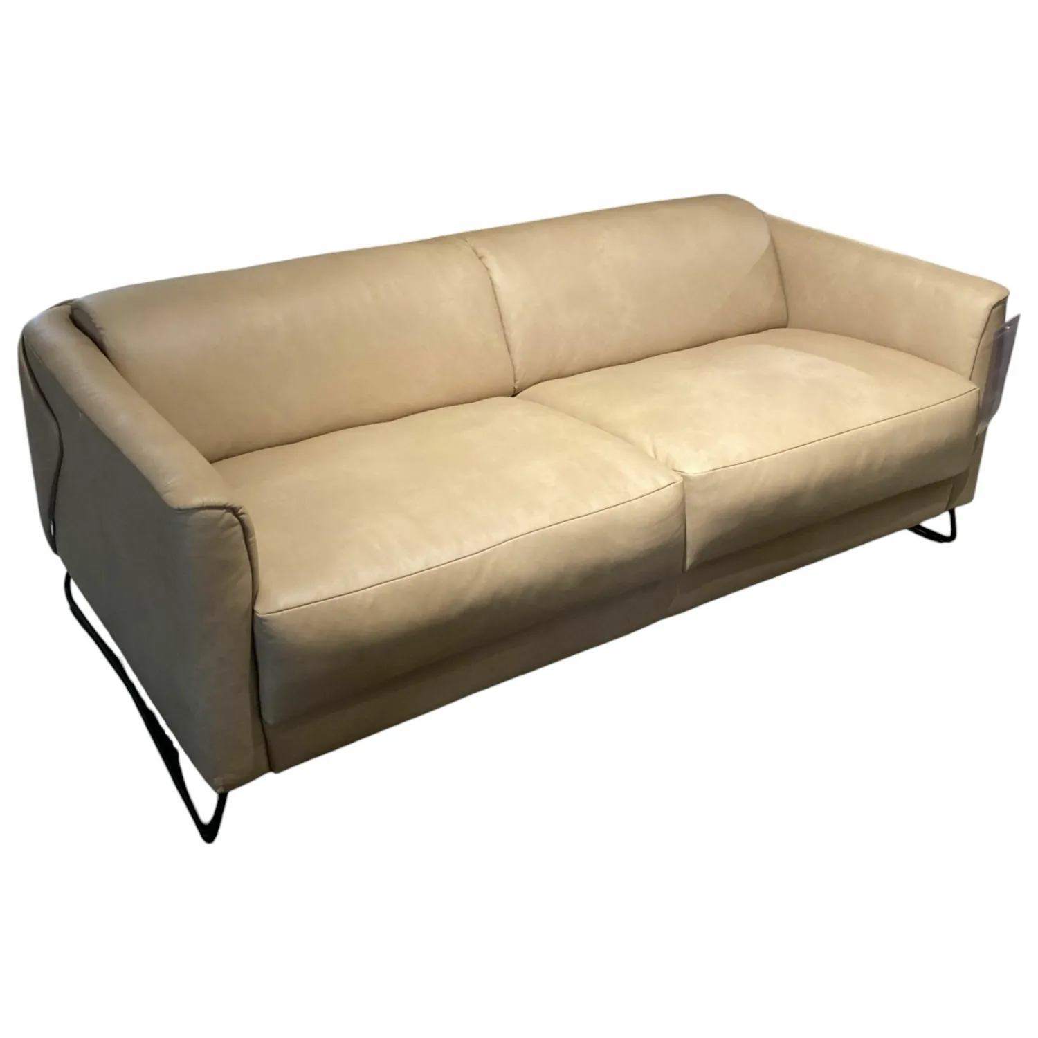 Rom 2-Sitzer-Sofas|Sofa Matheo CC180 Leder Kenia Camel Beige Gestell Mattschwarz