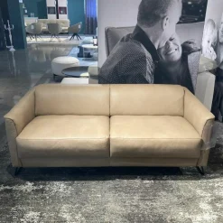 Rom 2-Sitzer-Sofas|Sofa Matheo CC180 Leder Kenia Camel Beige Gestell Mattschwarz