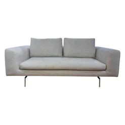 COR 2-Sitzer-Sofas|Sofa Mell Lounge B190 Stoff 8150 Hellgrau Gestell Metall mit 2 Rückenkissen