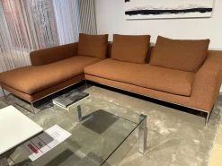 COR Ecksofas|Sofa Mell Lounge Stoff 8202 Rost Orange Metallfüße Chrom