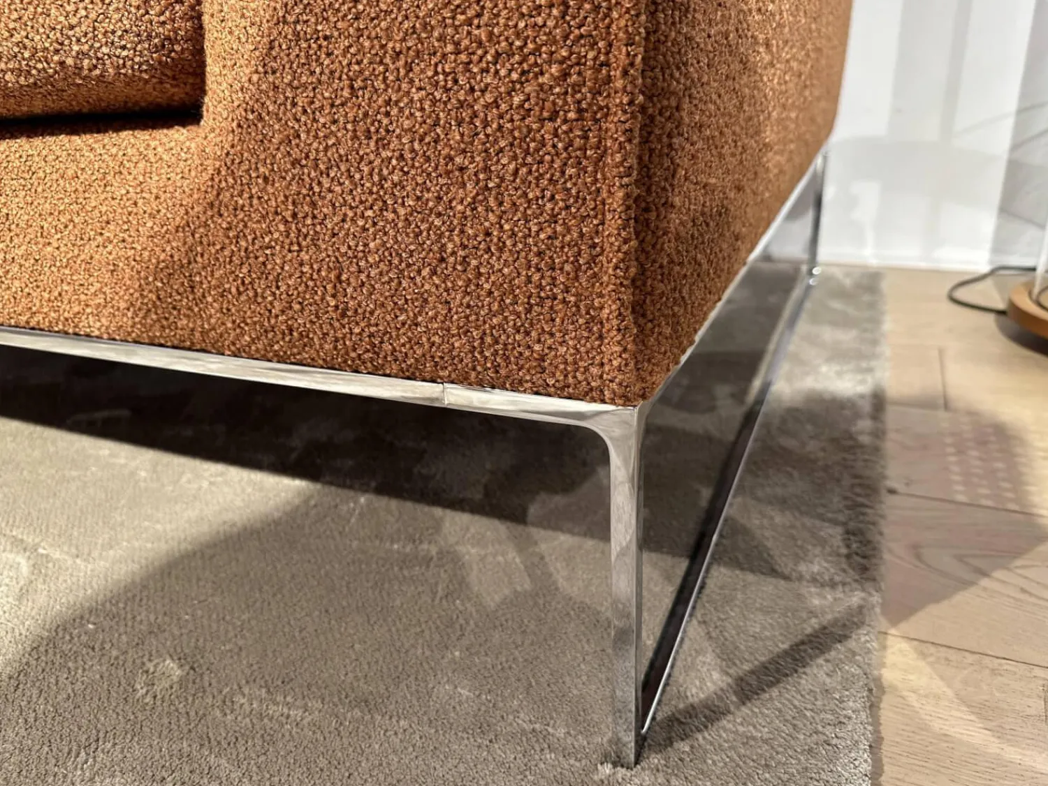 COR Ecksofas|Sofa Mell Lounge Stoff 8202 Rost Orange Metallfüße Chrom