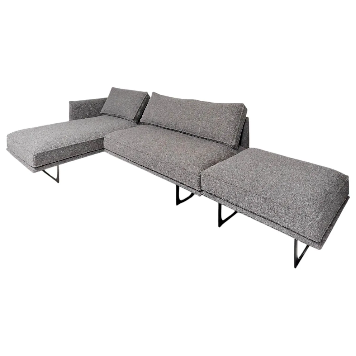 IP Design Ecksofas|Sofa mit Longchair Cube Air Stoff Cooper BW1779-191 Grau