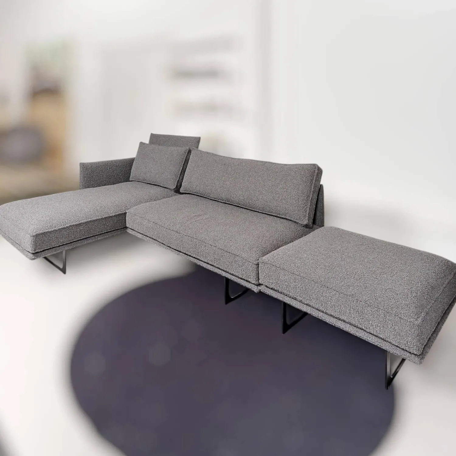 IP Design Ecksofas|Sofa mit Longchair Cube Air Stoff Cooper BW1779-191 Grau