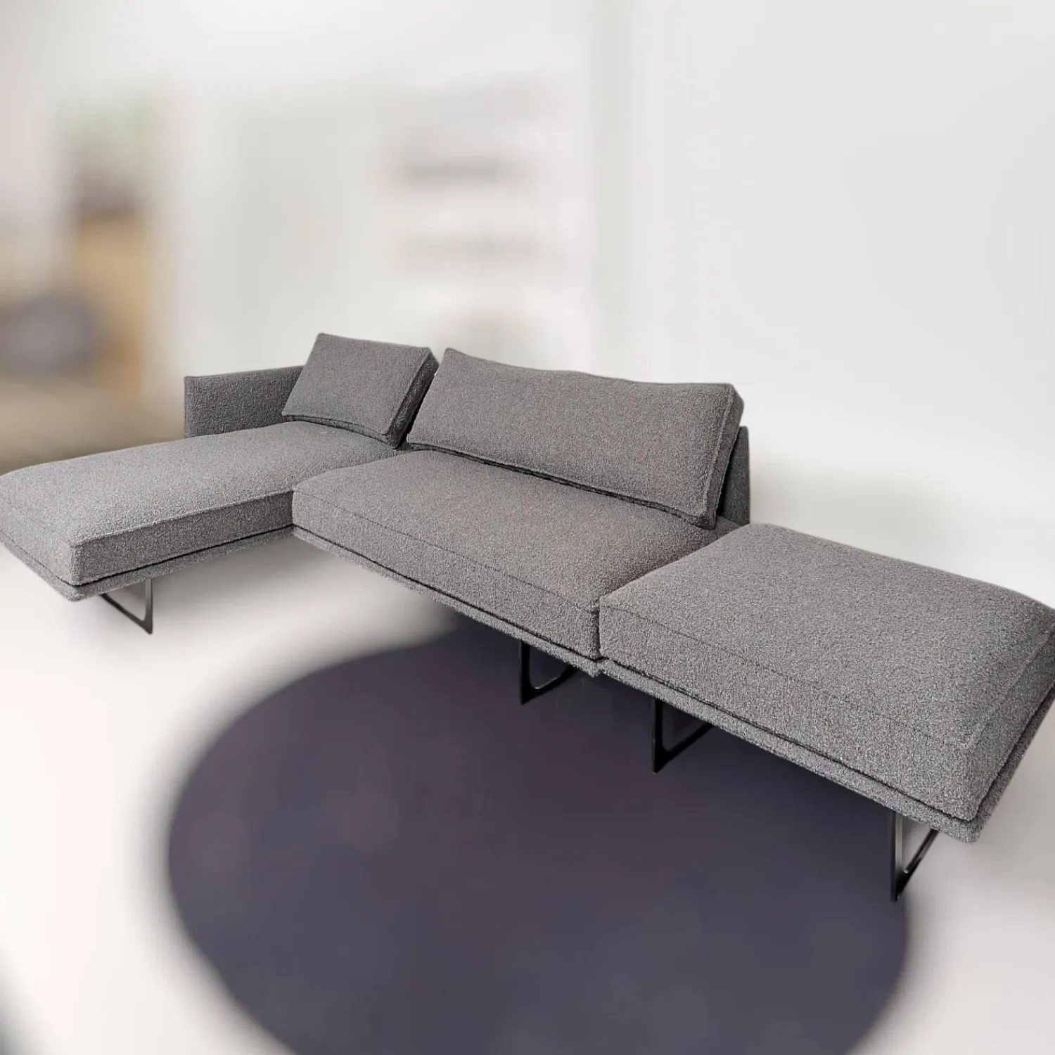 IP Design Ecksofas|Sofa mit Longchair Cube Air Stoff Cooper BW1779-191 Grau