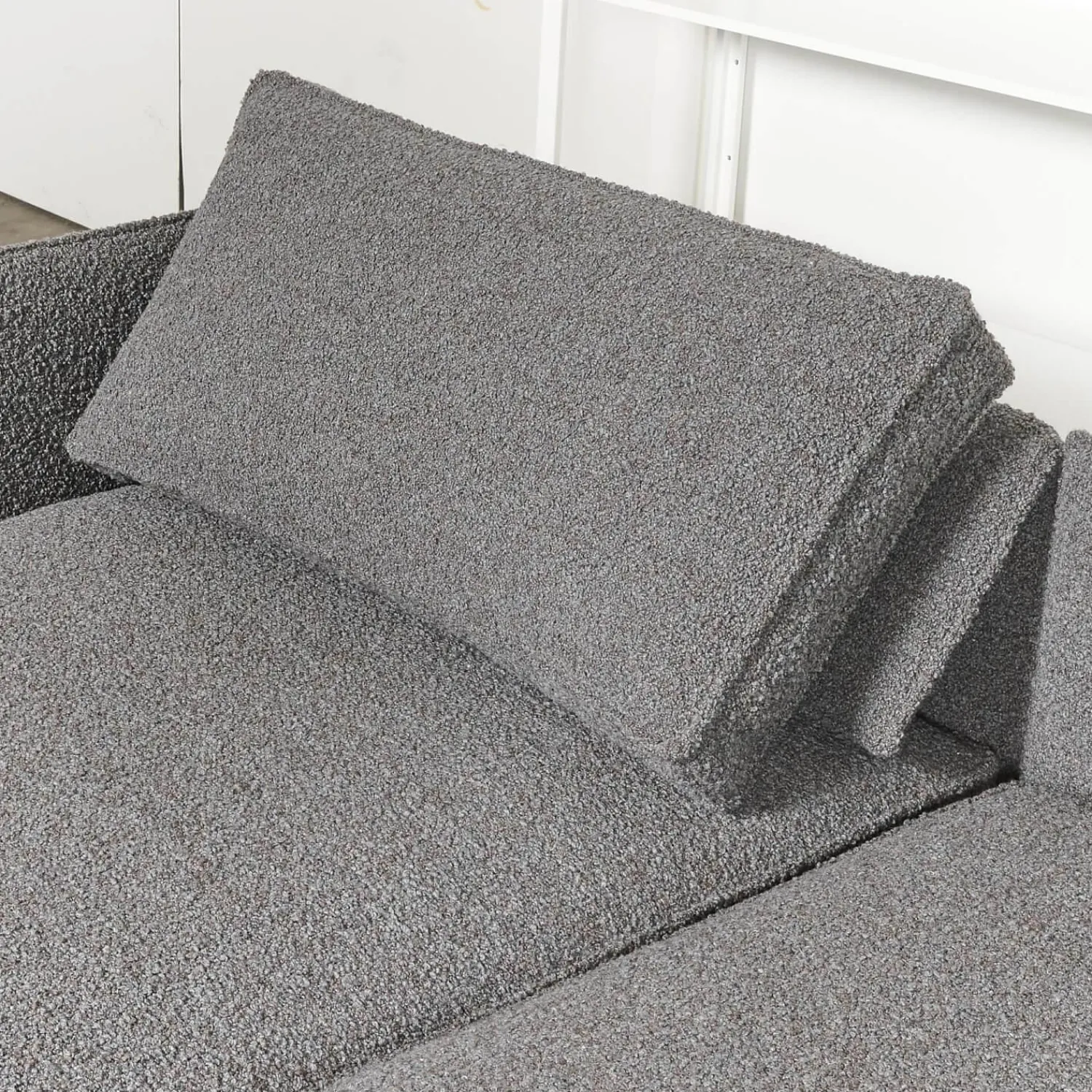 IP Design Ecksofas|Sofa mit Longchair Cube Air Stoff Cooper BW1779-191 Grau