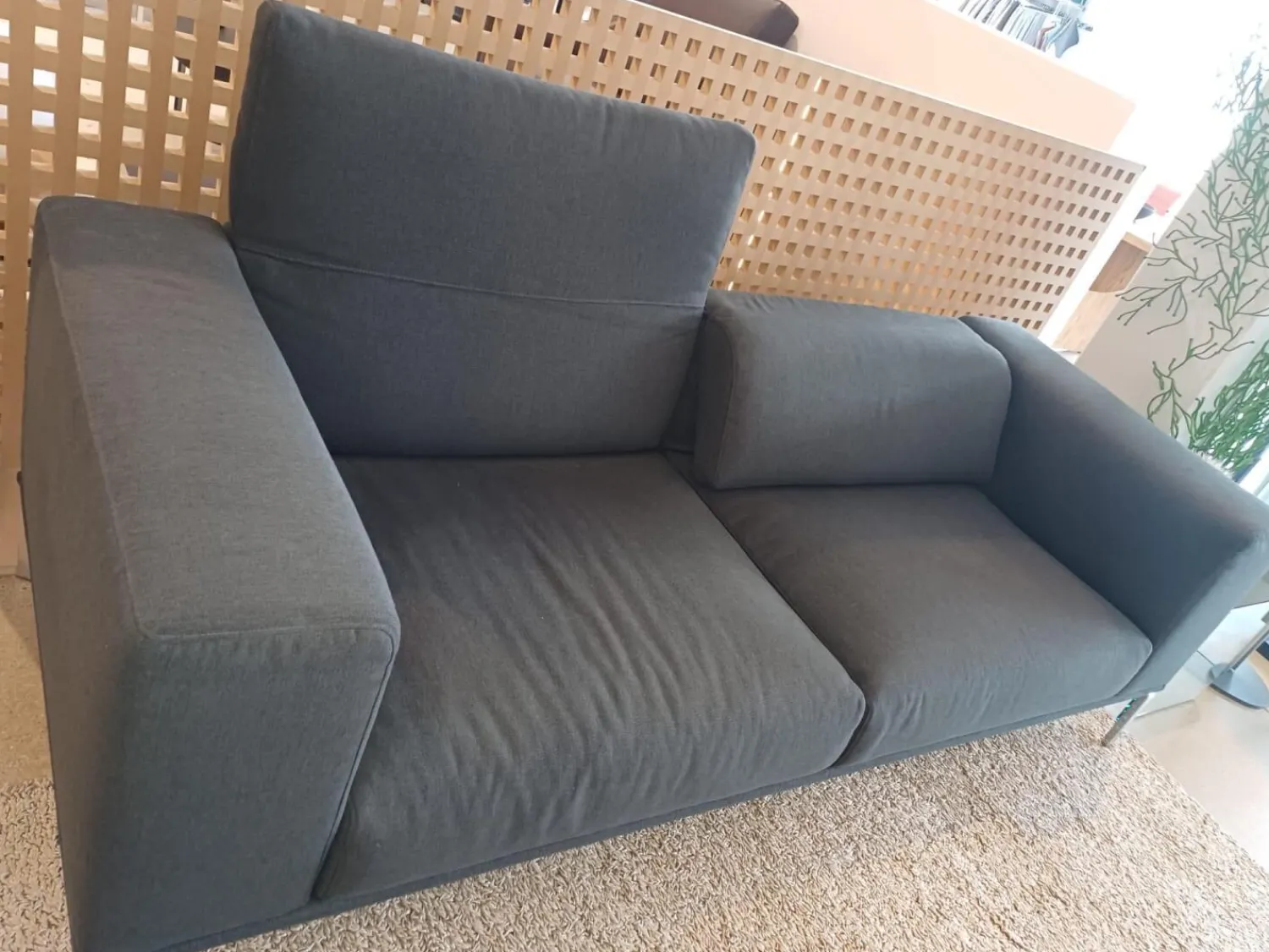 Cassina 2-Sitzer-Sofas|Sofa Moov Stoff Panama Grau Gestell Chrom Rückenteile Unabhängig Voneinander Klappbar