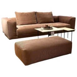 COR 3-Sitzer-Sofas|2-Sitzer-Sofas|Sofa Moss Stoff 9075 Altrose Rosa Fuß Verchromt mit Hocker