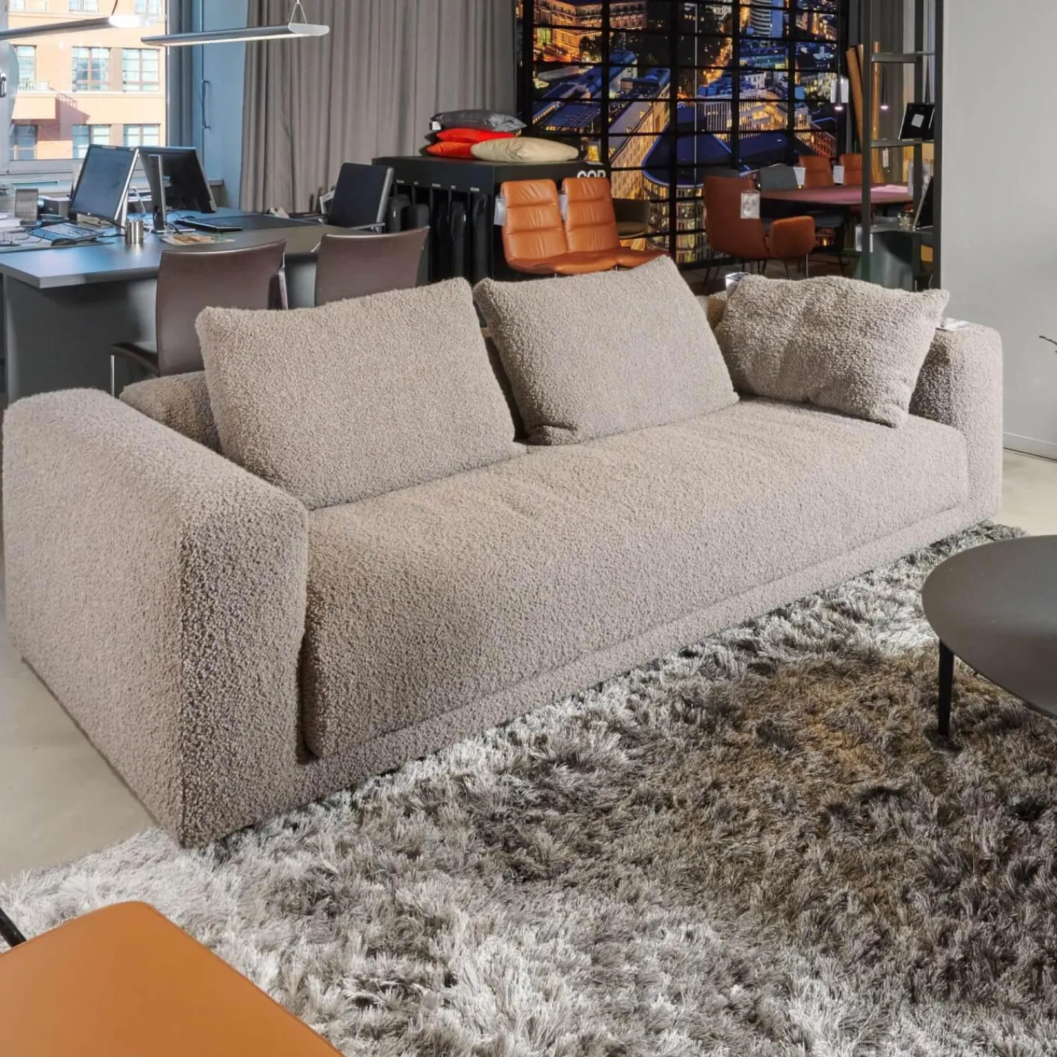 COR 2-Sitzer-Sofas|Sofa Moss Stoff 14002 Hellgrau Füße Verchromt Mit Rückenkissen
