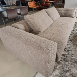 COR 2-Sitzer-Sofas|Sofa Moss Stoff 14002 Hellgrau Füße Verchromt Mit Rückenkissen