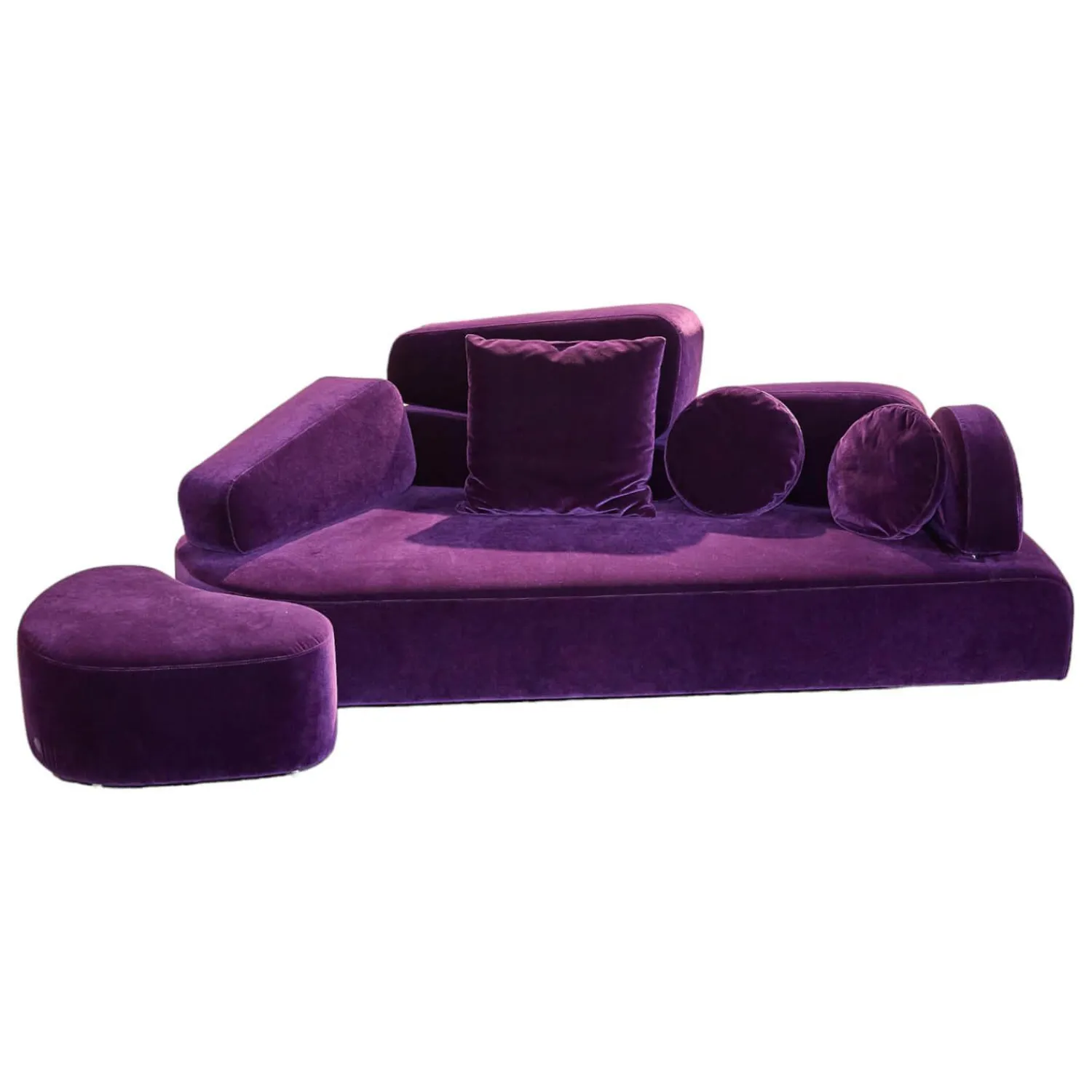Brühl 2-Sitzer-Sofas|Sofa Mosspink Bezug Stoff 4473 87 Samt Lila Violett Alufuß Rund Ausrichtung Links Inklusive Hocker Und 3 Kissen