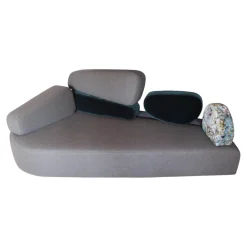 Brühl 2-Sitzer-Sofas|Sofa Mosspink Stoff 4476 95 Schurwolle Grau Füße Aluminium Rund Inklusive 5 Kissen