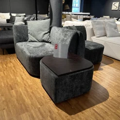 Sophisticated Living 2-Sitzer-Sofas|Sofa Motu 3 Teilig Bezug Stoff Genesis 12 Winter Moss Grün Füße Holz Dunkelbraun Inklusive Tischplatte