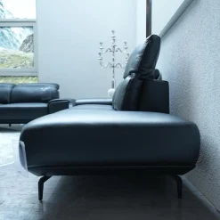 Musterring 2-Sitzer-Sofas|Sofa MR 2490 2-Sitzig Leder Z7399 Nachtschwarz Schwarz LK50 MR Fuß FC3 Metallfuß M99 Schwarz