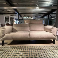 Musterring 2-Sitzer-Sofas|Sofa MR6045E Bezug Stoff Jab 12071 Beige Grau Füße Stahl Lackiert Schwarz Inklusive Einem Lendenkissen Und Einer Kopfstütze