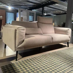 Musterring 2-Sitzer-Sofas|Sofa MR6045E Bezug Stoff Jab 12071 Beige Grau Füße Stahl Lackiert Schwarz Inklusive Einem Lendenkissen Und Einer Kopfstütze