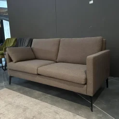 Werther 2-Sitzer-Sofas|Sofa Nelson Stoff U9999F Braun Graun Metallfüße Schwarz