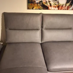 DFM Ecksofas|Sofa No 1 Elias Bezug Leder W10 L30 Grau Füße Chrom