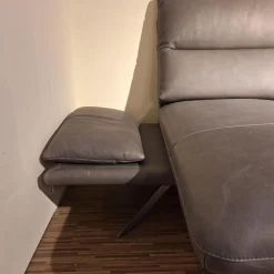 DFM Ecksofas|Sofa No 1 Elias Bezug Leder W10 L30 Grau Füße Chrom