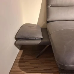 DFM Ecksofas|Sofa No 1 Elias Bezug Leder W10 L30 Grau Füße Chrom