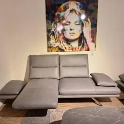 DFM Ecksofas|Sofa No 1 Elias Bezug Leder W10 L30 Grau Füße Chrom