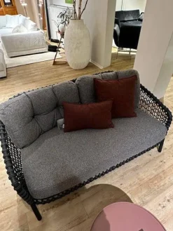 Cane Line Loungemöbel|Sofa Ocean Large Polsterbezug Stoff Dark Grey Grau Gestell Aluminium Dark Grey Und Soft Rope Dark Grey Grau Inklusive Kissen