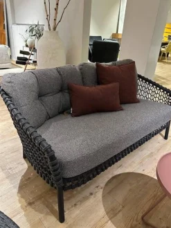 Cane Line Loungemöbel|Sofa Ocean Large Polsterbezug Stoff Dark Grey Grau Gestell Aluminium Dark Grey Und Soft Rope Dark Grey Grau Inklusive Kissen