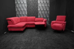 Steinpol Ecksofas|Sofa Odeon Stoff Carlos Bordeaux B 2 mit Elektrischer Relaxfunktion und Bettkasten