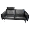 Erpo 2-Sitzer-Sofas|Sofa Panama 400 Bezug Leder K 250 100 Black Schwarz Rohrkufe Hochglanz Mit Kopfstütze