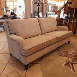 Bielefelder Werkstätten 2-Sitzer-Sofas|Sofa Passion Bezug Stoff Cam Emilia Beige Mehrfarbig Grau Keder Schwarz Holzfüße Eckig Ohne Rollen