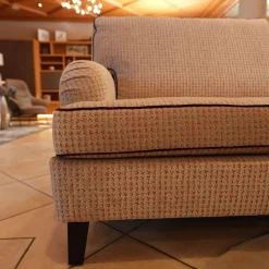 Bielefelder Werkstätten 2-Sitzer-Sofas|Sofa Passion Bezug Stoff Cam Emilia Beige Mehrfarbig Grau Keder Schwarz Holzfüße Eckig Ohne Rollen