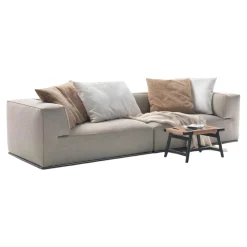 Flexform 2-Sitzer-Sofas|Sofa Perry Stoff Grau 542 Hellgrau Mit Keder Und Kissen