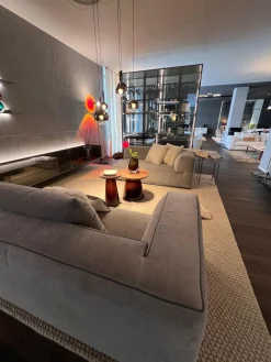 Flexform 2-Sitzer-Sofas|Sofa Perry Stoff Grau 542 Hellgrau Mit Keder Und Kissen