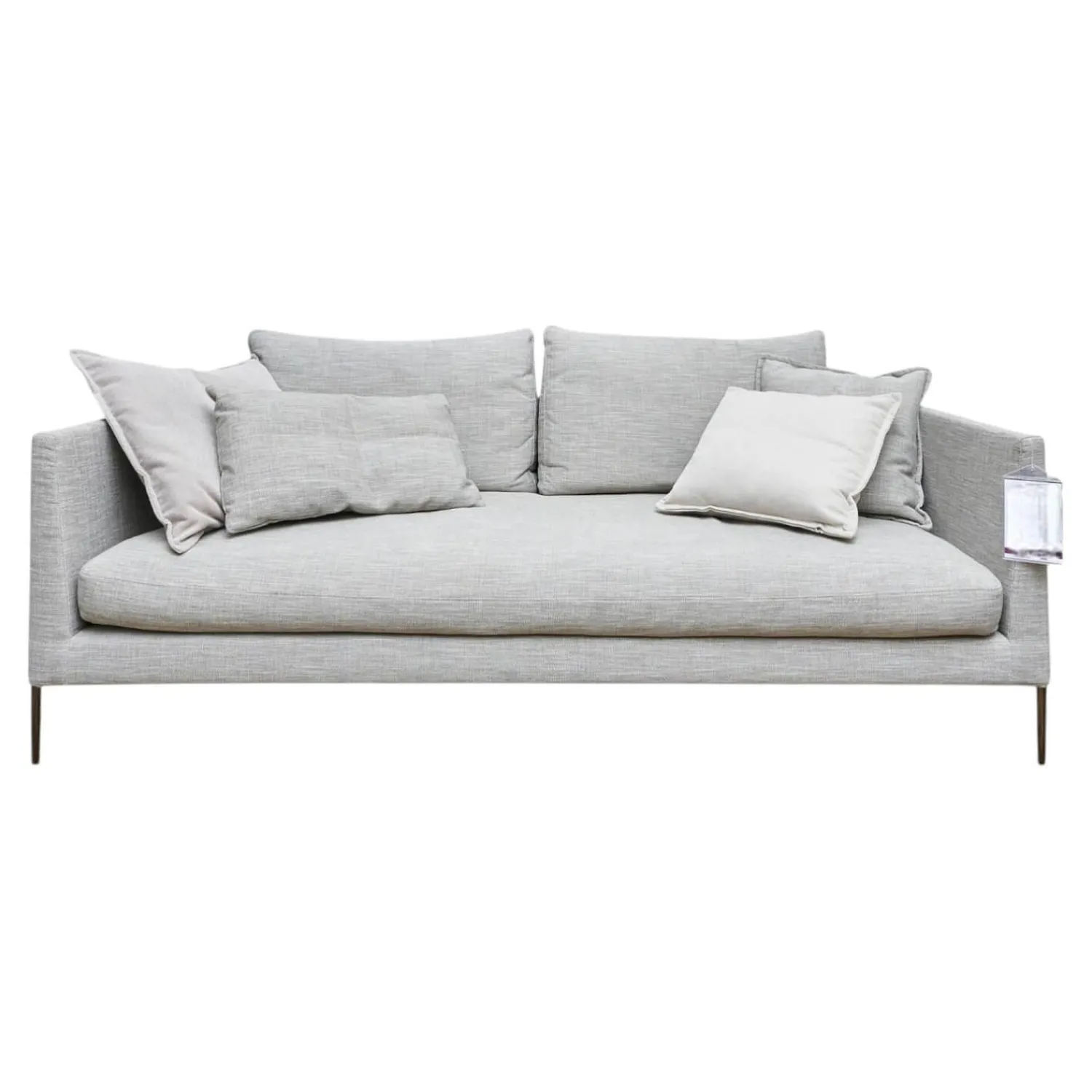 COR 2-Sitzer-Sofas|Sofa Pilotis Stoff 9208 Rauchgrau Füße Metall Verchromt Inklusive Rücken Und Wurfkissen